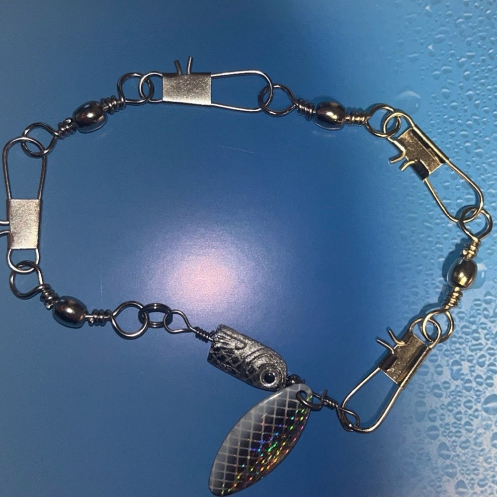 Silver and Black Fishing Lure Bracelet